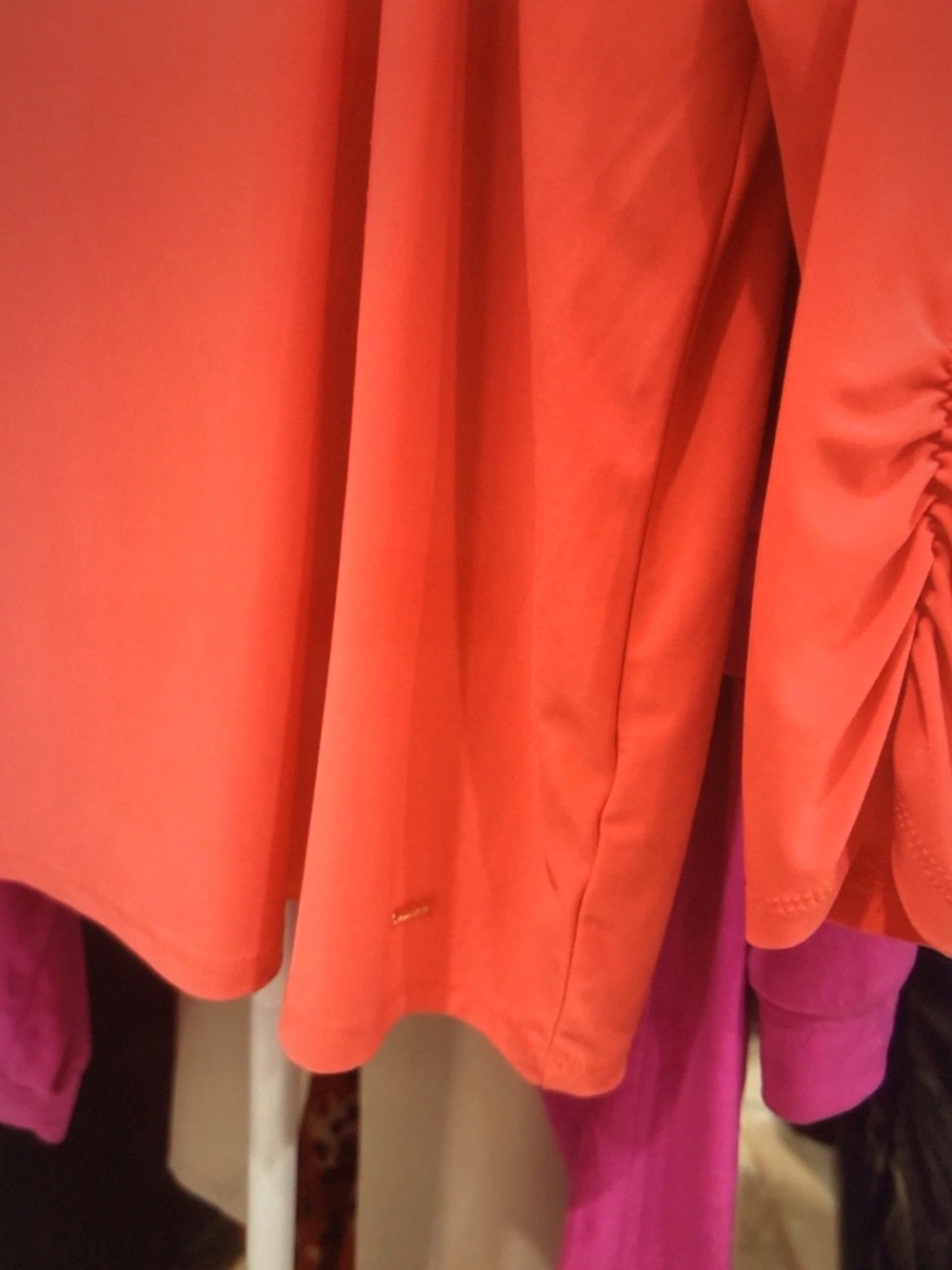 Anne Klein Coral-Orange Long Sleeve Top with Knot & Ring - Picture 5 of 6